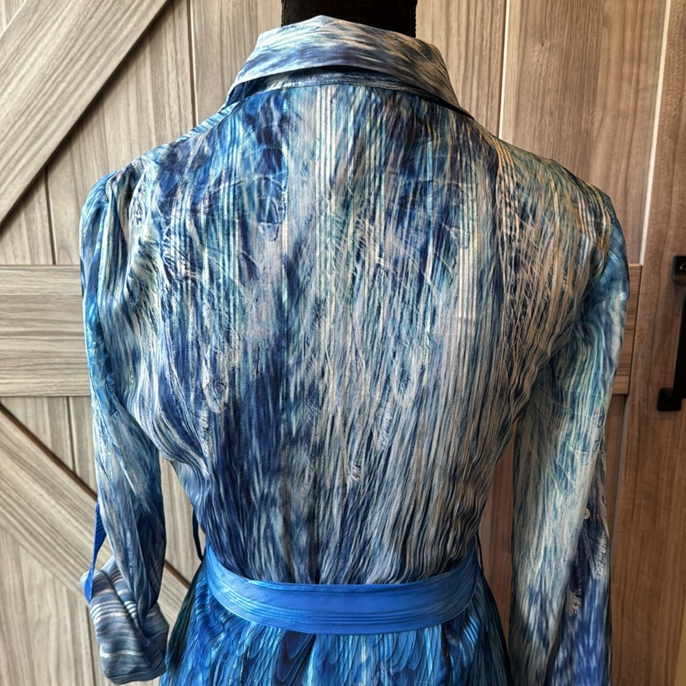 Gorgeous flowy vivid blue Tahari midi dress with pockets - Like new XS - Picture 10 of 15